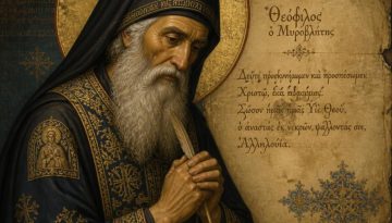 &Omicron; &Beta;ί&omicron;&sigmaf; &tau;&omicron;&upsilon; &Theta;&epsilon;ό&phi;&iota;&lambda;&omicron;&upsilon; &tau;&omicron;&upsilon; &Mu;&upsilon;&rho;&omicron;&beta;&lambda;ή&tau;&eta;, &tau;&omicron;&upsilon; &kappa;&alpha;&lambda;&lambda;&iota;&gamma;&rho;ά&phi;&omicron;&upsilon; &tau;&omicron;&upsilon; &Theta;&epsilon;&omicron;ύ. &Tau;&iota;&mu;ά&tau;&alpha;&iota; &sigma;&tau;&iota;&sigmaf; 8 &Iota;&omicron;&upsilon;&lambda;ί&omicron;&upsilon;
